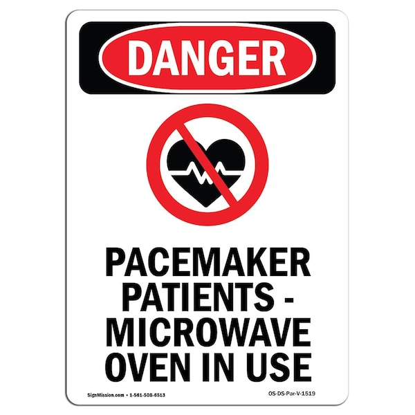 Safety Sign, OSHA Danger, 24" Height, Aluminum, Pacemaker Patients, Portrait